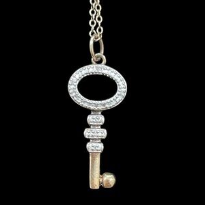 925 Italy PAJ Key Pendant Charm Necklace 18” length Vintage - Gold Vermeil